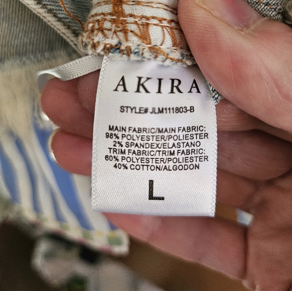 NWT Unique Akira denim skirt with multi-color striped ruffle trim - Picture 7 of 9